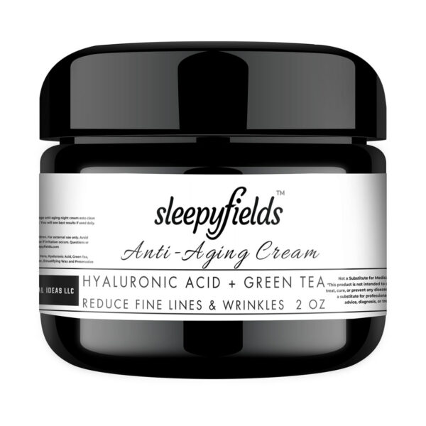 SleepyFields Anti-Aging Face Night Cream, Reduce Wrinkles, Fine Lines, Crows feet. Daily Face cream with Hyaluronic Acid, Green Tea, and Rose Water. sfl oz (56 ml)